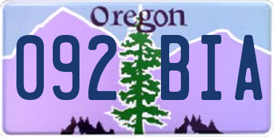 OR license plate 092BIA