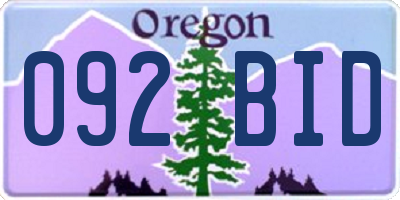 OR license plate 092BID