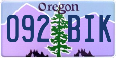 OR license plate 092BIK
