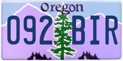 OR license plate 092BIR