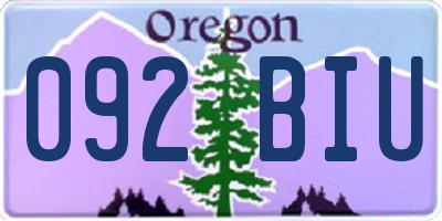 OR license plate 092BIU