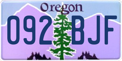 OR license plate 092BJF