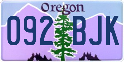 OR license plate 092BJK