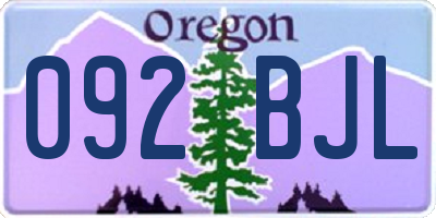 OR license plate 092BJL