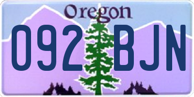 OR license plate 092BJN