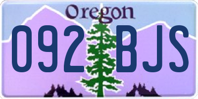 OR license plate 092BJS