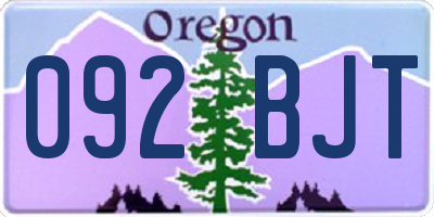 OR license plate 092BJT