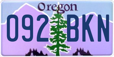 OR license plate 092BKN