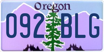 OR license plate 092BLG