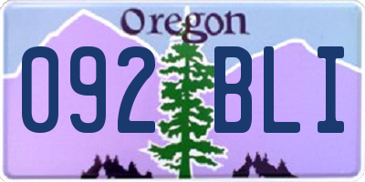 OR license plate 092BLI