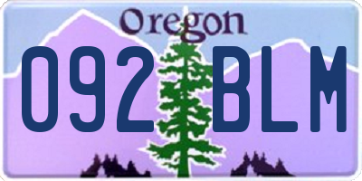 OR license plate 092BLM