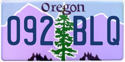 OR license plate 092BLQ