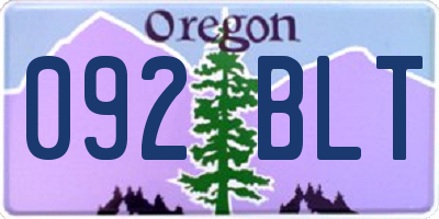 OR license plate 092BLT