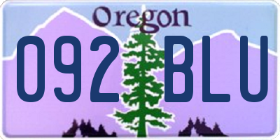 OR license plate 092BLU