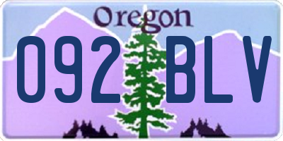 OR license plate 092BLV