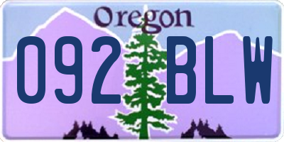 OR license plate 092BLW