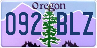 OR license plate 092BLZ