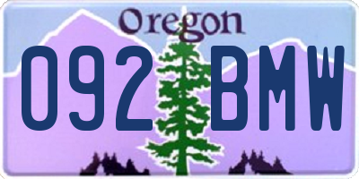 OR license plate 092BMW