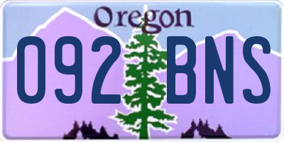 OR license plate 092BNS
