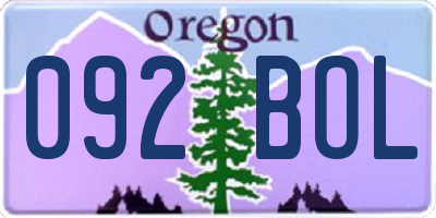OR license plate 092BOL