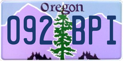 OR license plate 092BPI