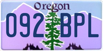 OR license plate 092BPL