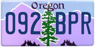 OR license plate 092BPR