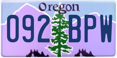 OR license plate 092BPW