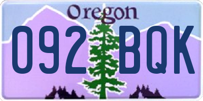 OR license plate 092BQK