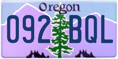 OR license plate 092BQL