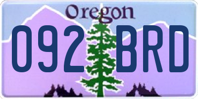 OR license plate 092BRD