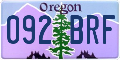 OR license plate 092BRF