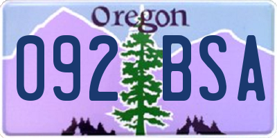 OR license plate 092BSA