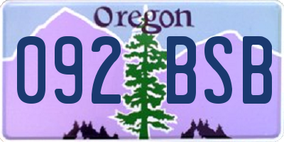 OR license plate 092BSB