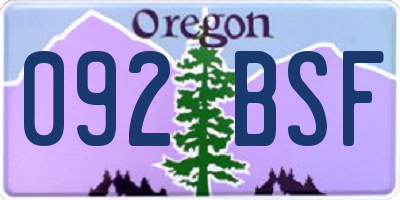 OR license plate 092BSF