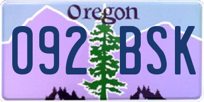 OR license plate 092BSK