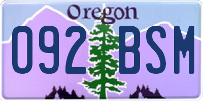 OR license plate 092BSM