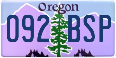 OR license plate 092BSP