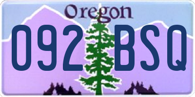 OR license plate 092BSQ