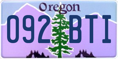 OR license plate 092BTI