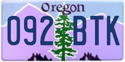 OR license plate 092BTK