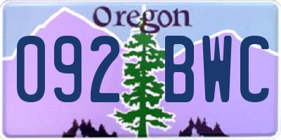 OR license plate 092BWC