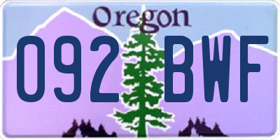 OR license plate 092BWF