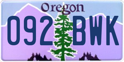 OR license plate 092BWK