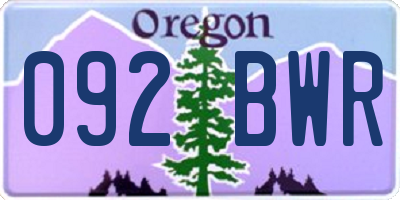 OR license plate 092BWR