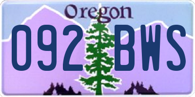 OR license plate 092BWS