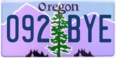 OR license plate 092BYE