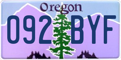 OR license plate 092BYF