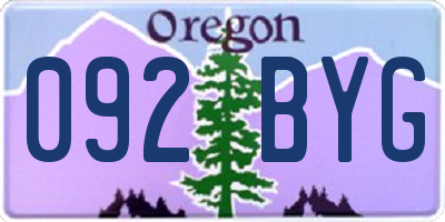 OR license plate 092BYG