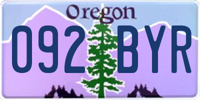 OR license plate 092BYR